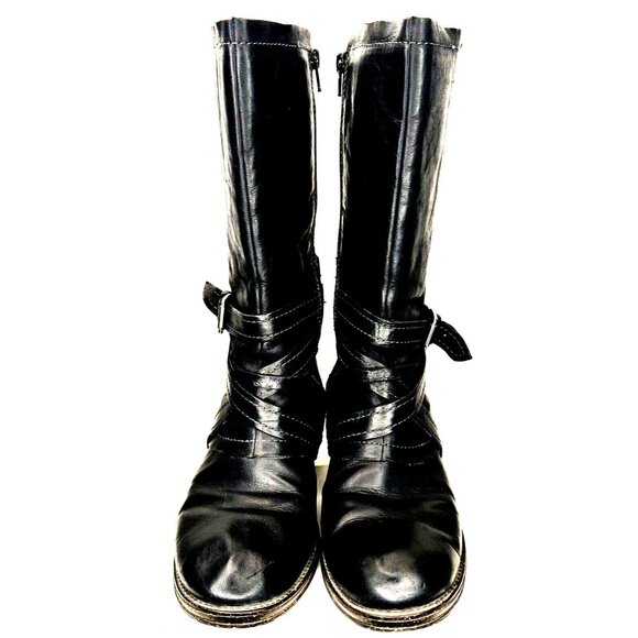 Naya Womens Leather Boots B3196L1001 Sabre Riding Tall Heels Zipper Black 8M - Picture 2 of 16